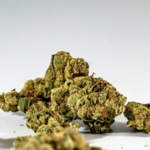 Detailed image of dried cannabis buds against a clean white background.